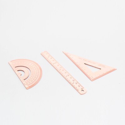 TUTU Gold/Rose Gold Ruler Stainless Steel Protractor Triangle Ruler Multifunctional Rotary Measuring Tools H0435: rose gold