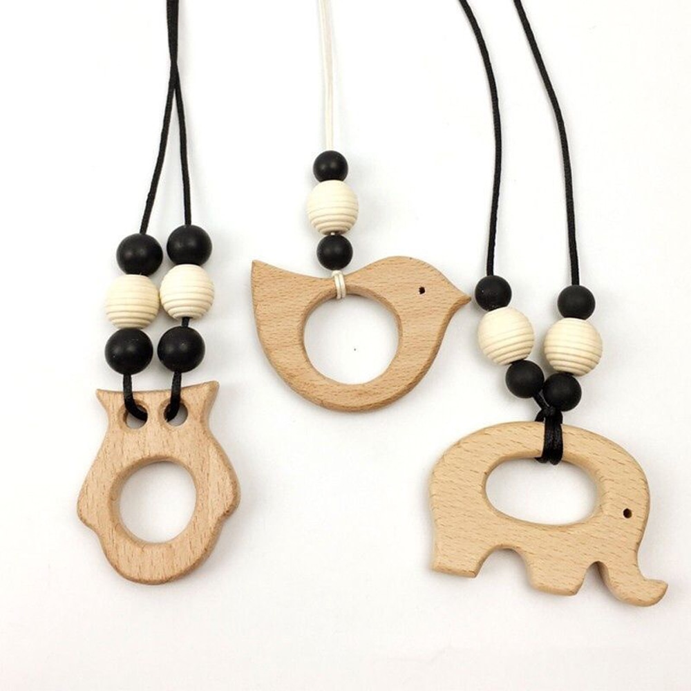 5 stück Nette Tier Form Baby Holz Ring Greifen Sensorischen Spielzeug Mom DIY Handwerk
