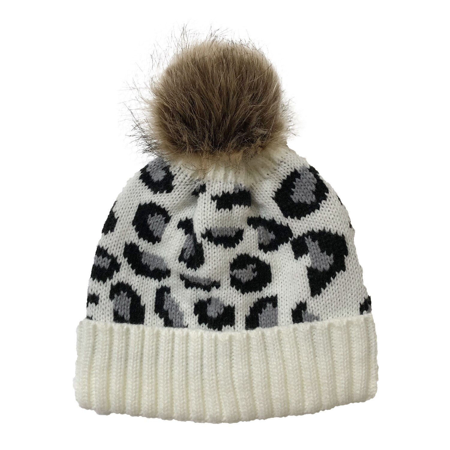 Kvindelig strikket hat leopardprint uld krøllet strik ørebeskyttelseshætte kvinder efterår vinter ørebeskyttere hat varm: 2