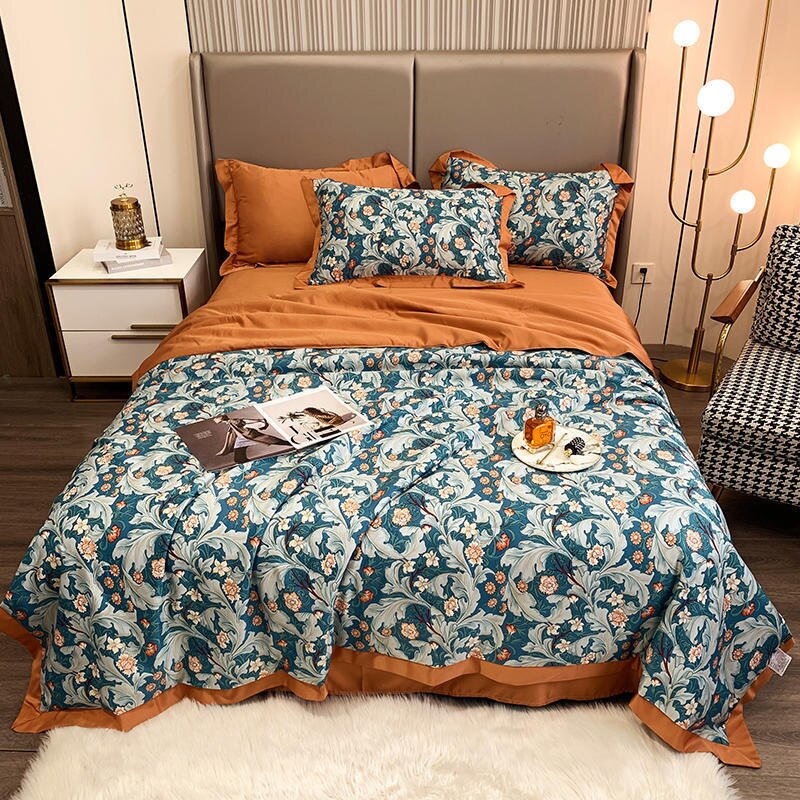 Nordic Stijl Splash Inkt Patroon Zomer Quilts Sprei Volwassenen Airconditioning Gewatteerde Dekbed Luipaard Zijdeachtige Dekbed Alleen