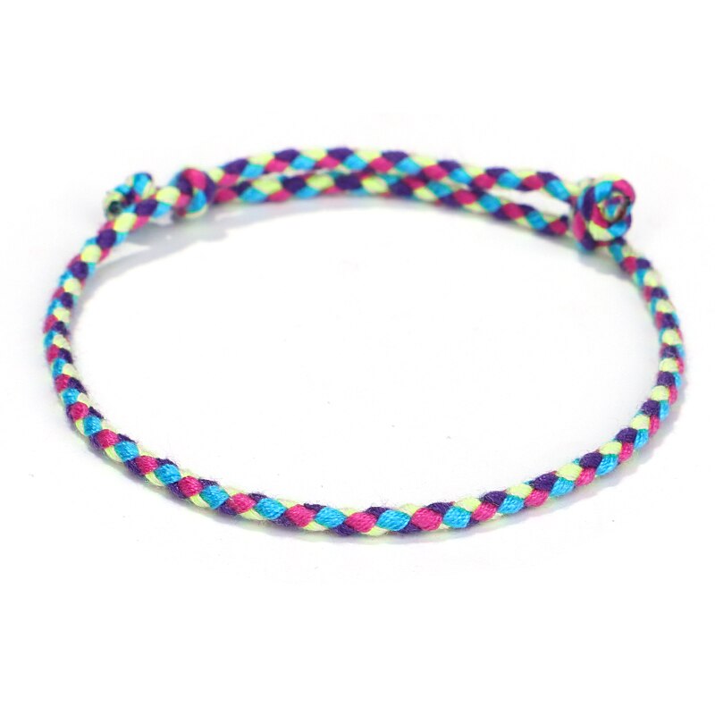 Pulseira prateada da sorte tibetana feminina, bracelete de corda com nó na cor boho: 11