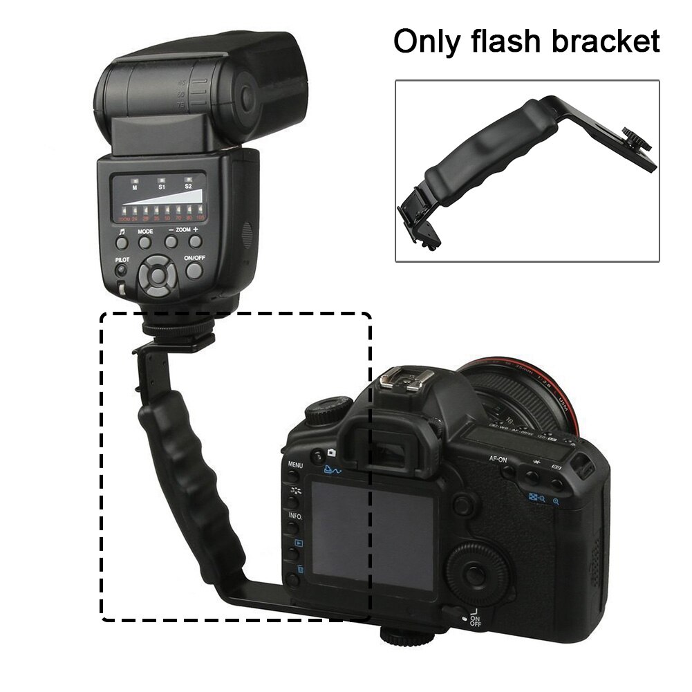 Heavy Duty Video Dual Shoe Photo Flash Bracket Camera Camcorder Holder DSLR Accessory Grip Support L Shaped DV