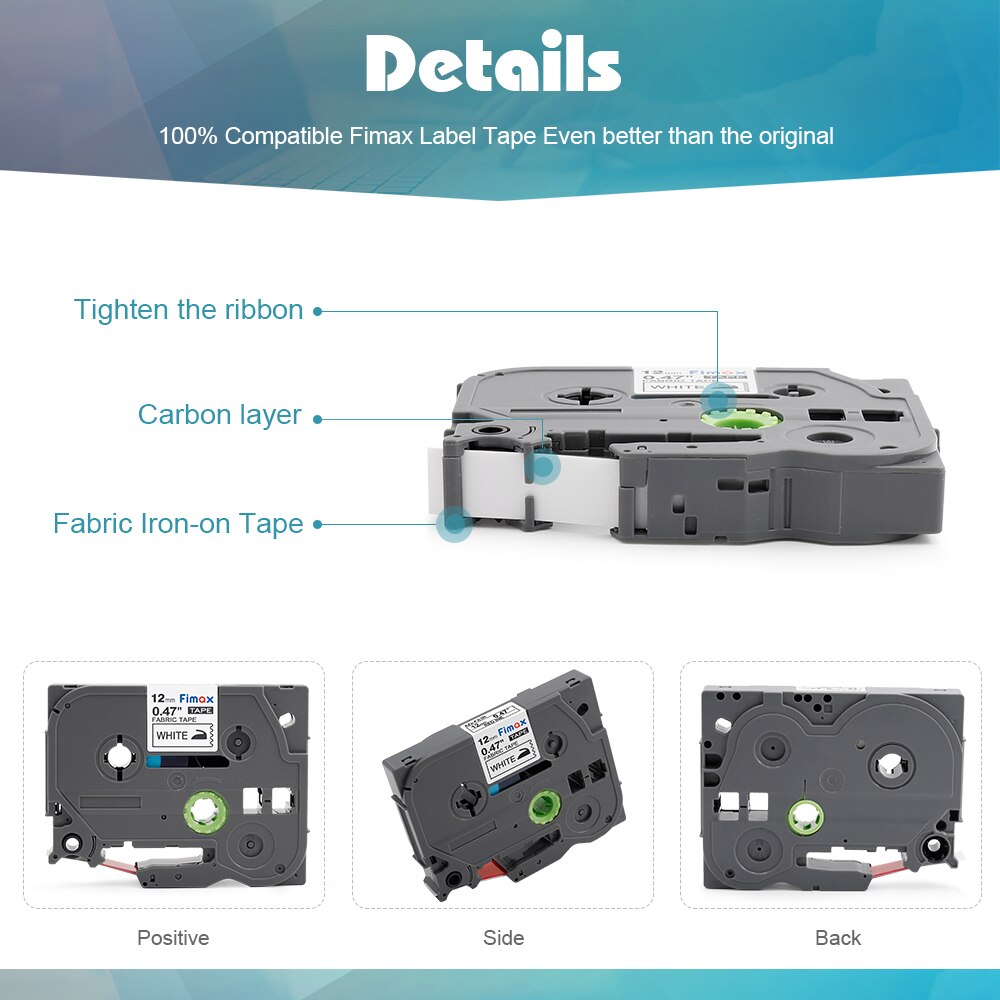 Fimax 5PCS TZe-FA231 Compatible for Brother P touch Fabric Iron on label tape TZe FA231 TZ-FA231 for Brother P-touch Printers