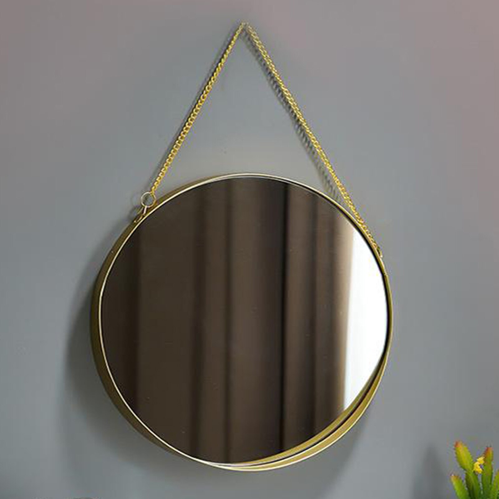 Miroir suspendu rond or géométrie décorative miroir mural avec chaîne