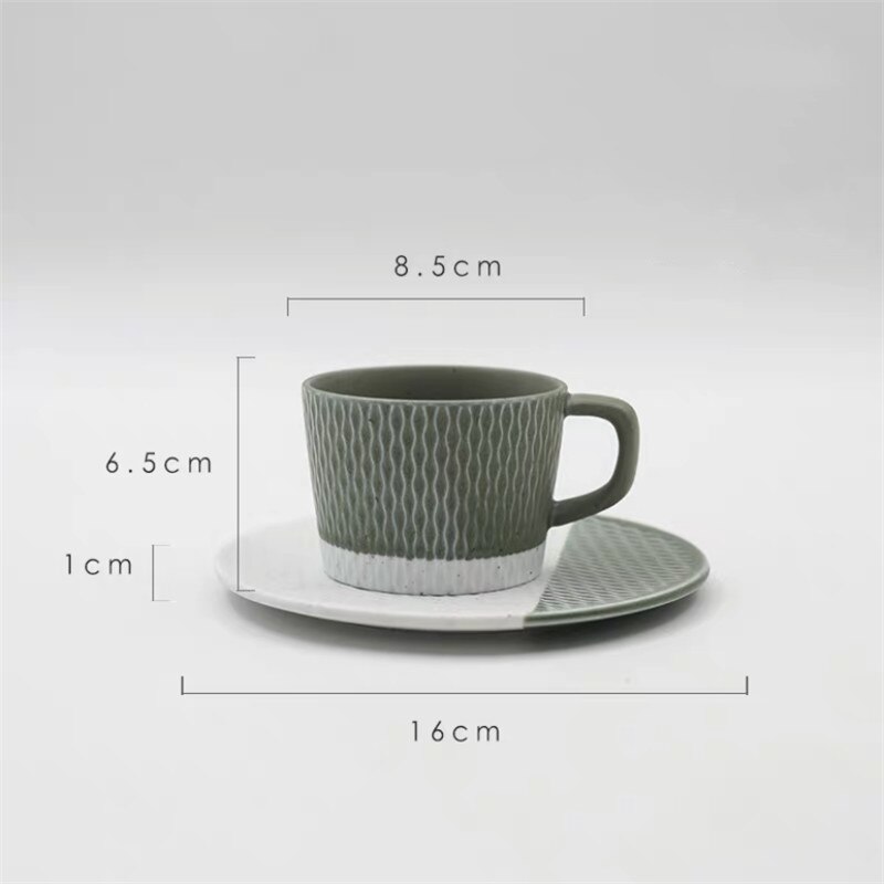 Taza de café mate japonesa de cerámica gruesa, juego de taza de leche de cerámica con platillo, creativa taza de té de la tarde, vajilla de postre: green