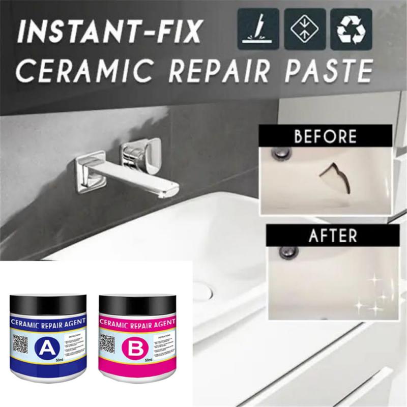 50ml instant-fix keramisk reparationspasta badeværelse køkkenvask / badekar / keramisk gulvreparationsforsyning multifunktionelle reparationsværktøjer