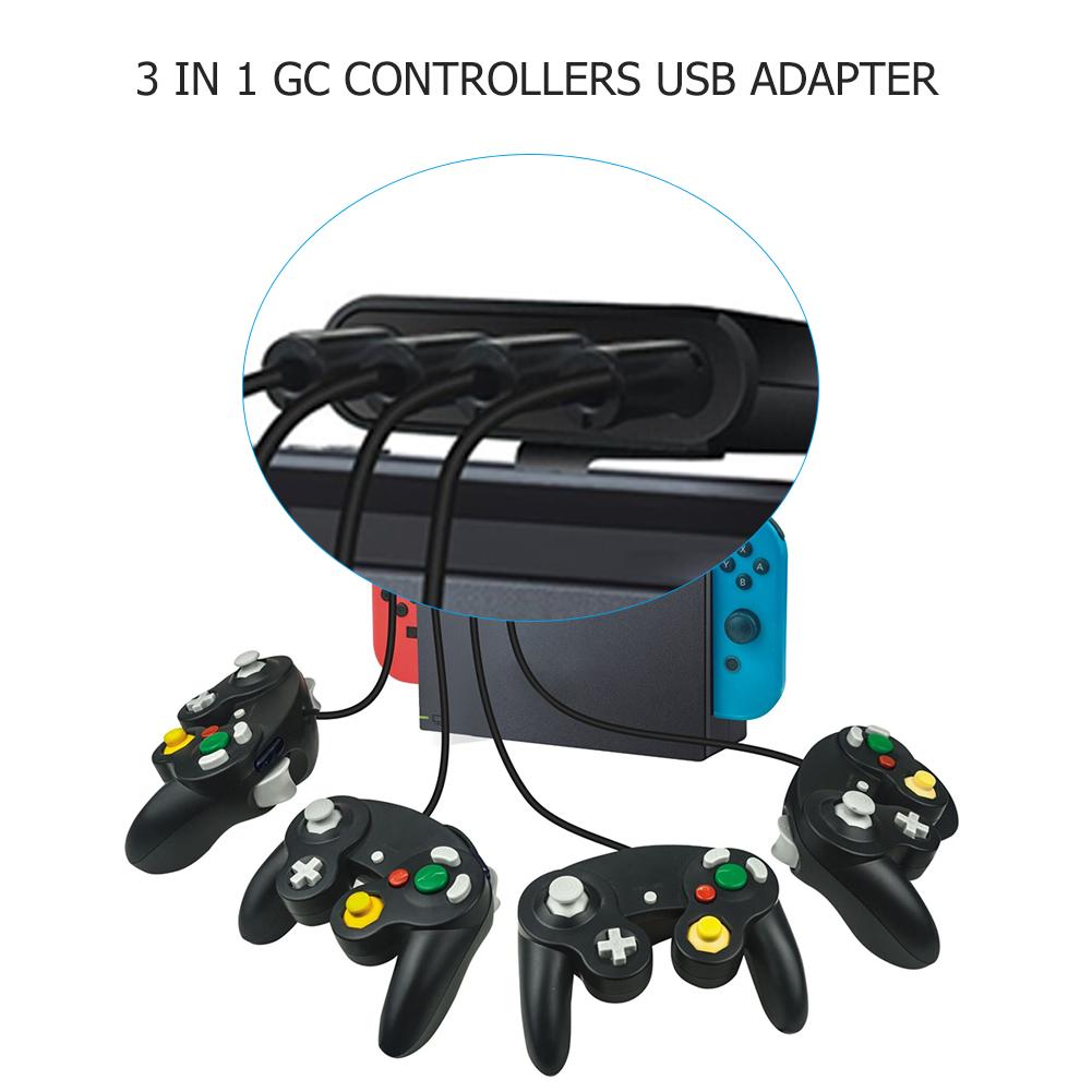 Controlador GC de 4 puertos, convertidor USB para Gamecube, compatible con Nintendo Switch, Wiiu/PC, accesorio de juego para consola