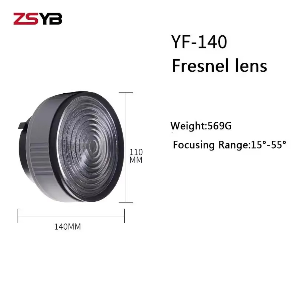ZSYB 5X Fresnel Lens for Bowens Mount LED Photography Light for ZSYB Y500S Y500D Y300S Y300D Video Light Accessory: Default Title