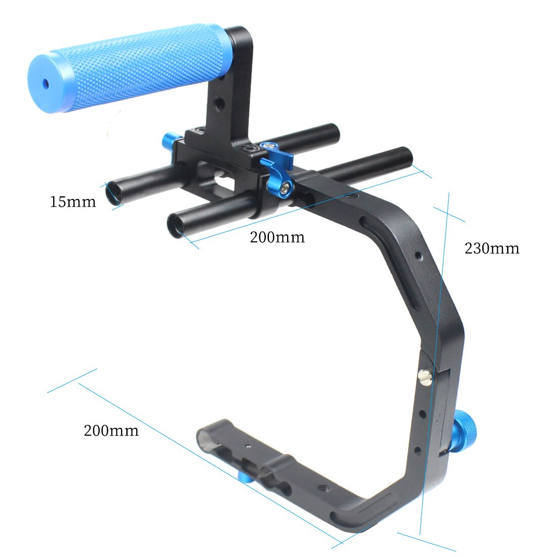 C-Shape Video Camera Kooi Beugel + Top Handvat Grip + 15Mm Rod Voor 15Mm Dslr Rig rail Support Systeem Dslr Camera