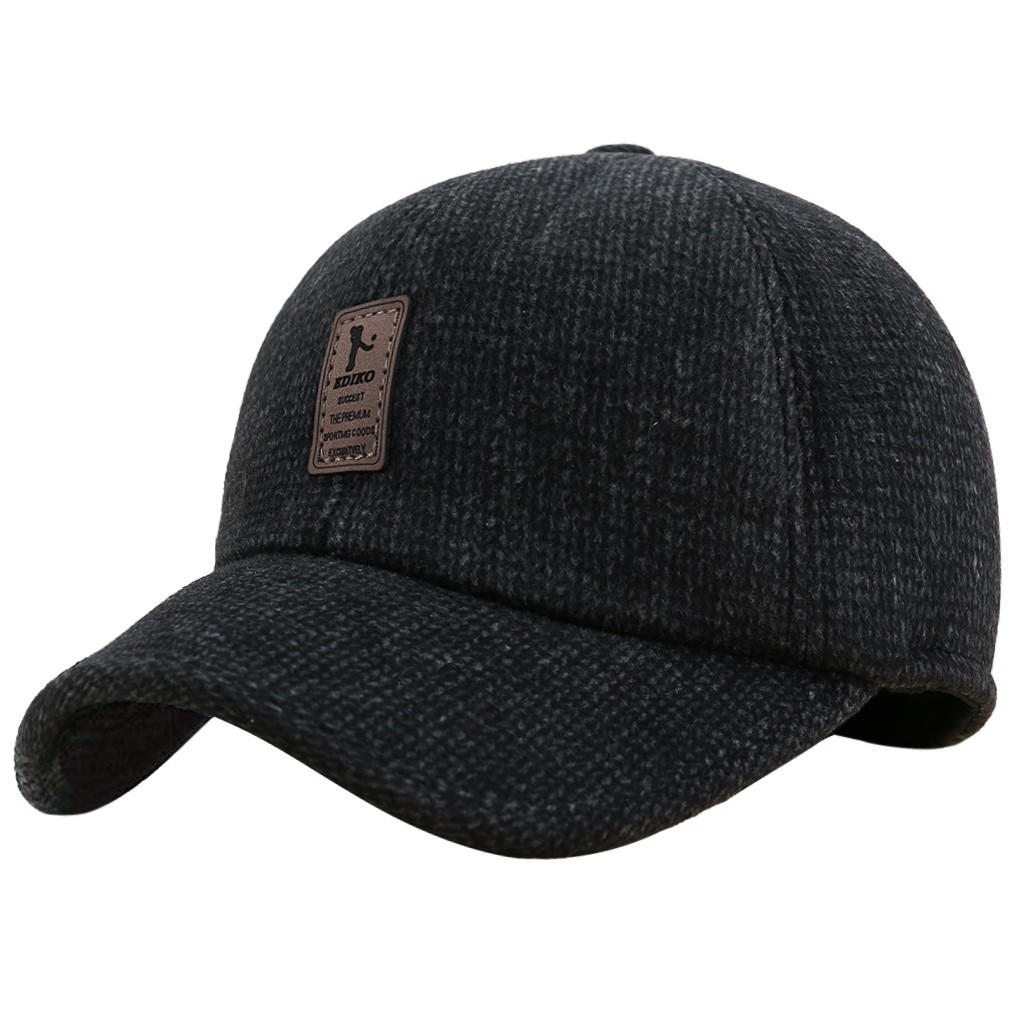 Orejeras para el invierno para hombre, gorra de béisbol de algodón, adecuada para correr al aire libre, visera de sol, Color sólido, ajustable