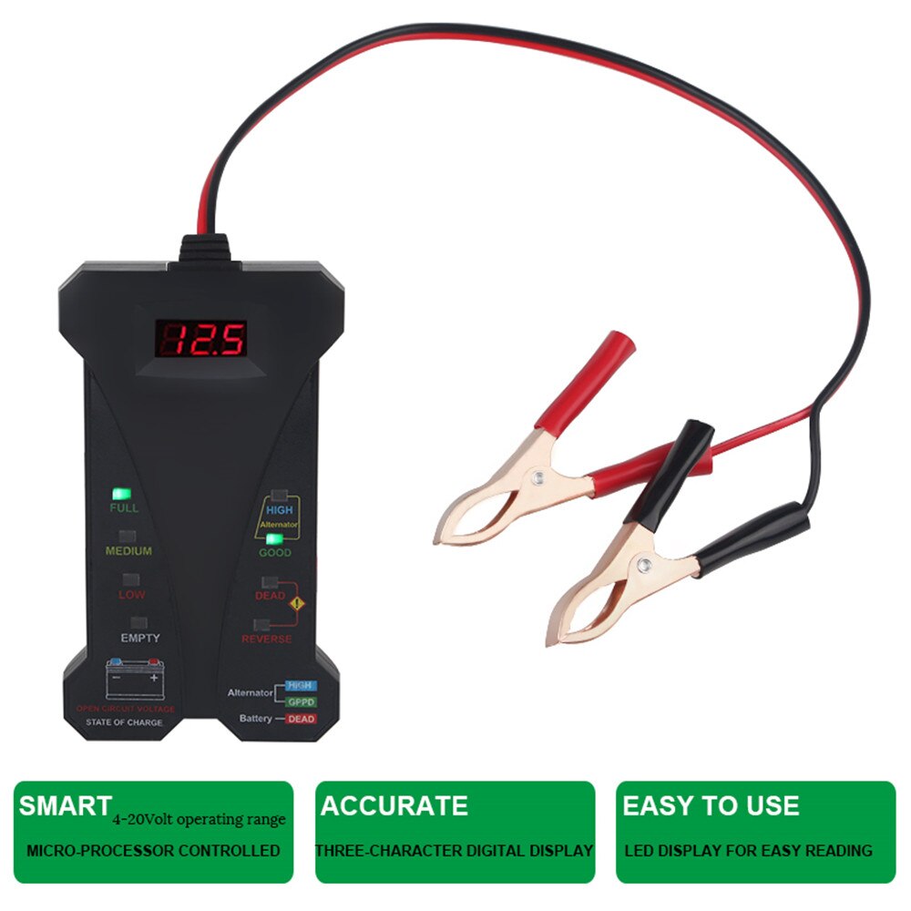 12V Automotive Battery Tester Digitale Voltmeter Analyzer Auto Systeem Analyzer Dynamo Zwengelen Diagnostic Tool: Default Title