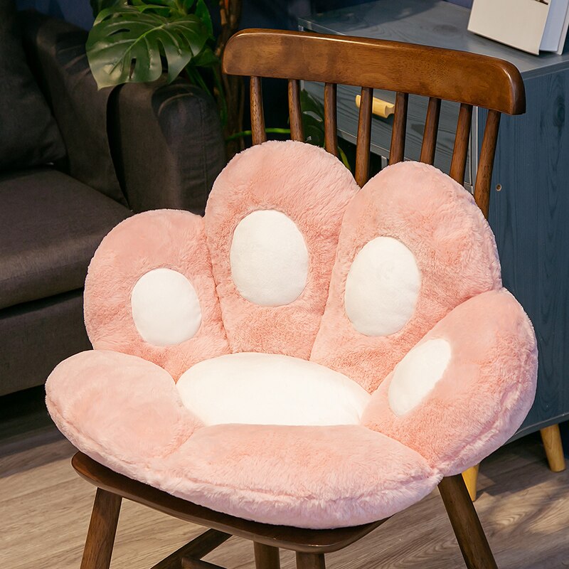 Cojín de felpa con forma de pata de gato para el hogar, cojín de suelo con relleno suave para SILLA, sofá, decoración de habitación, oficina, muñecas de siesta, Kawaii, 70x60cm: Rosa