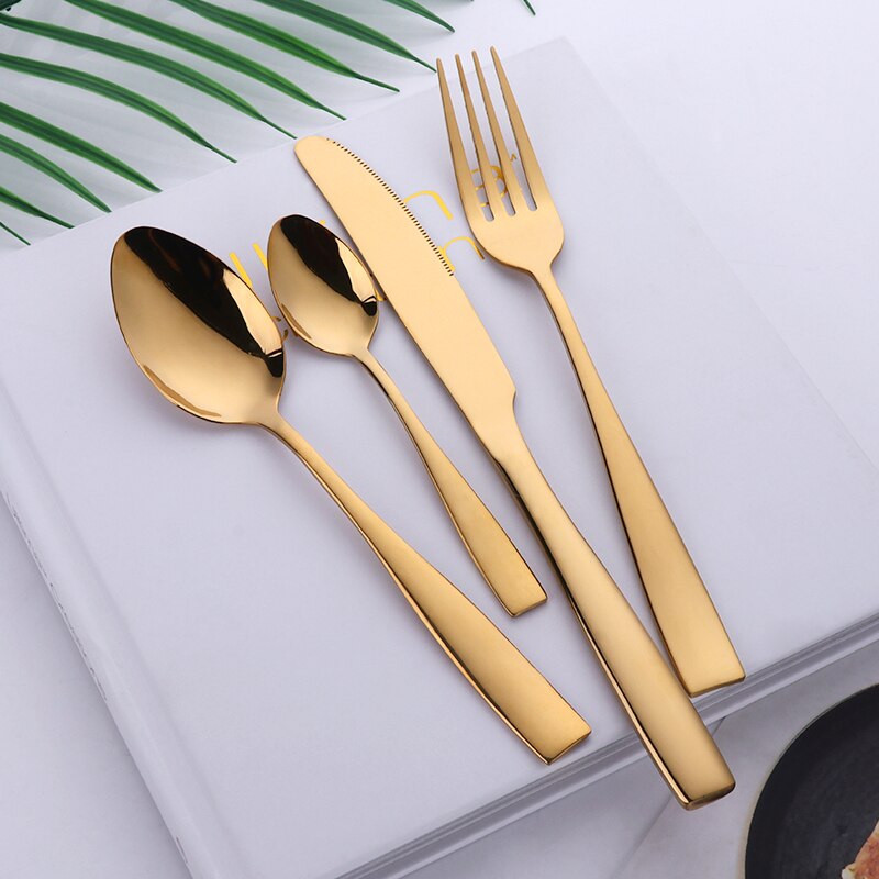 4PCS Western Rose Gold Tableware Set Stainless Steel Dinnerware Set Restaurant Tableware Dinner Knife fork Set