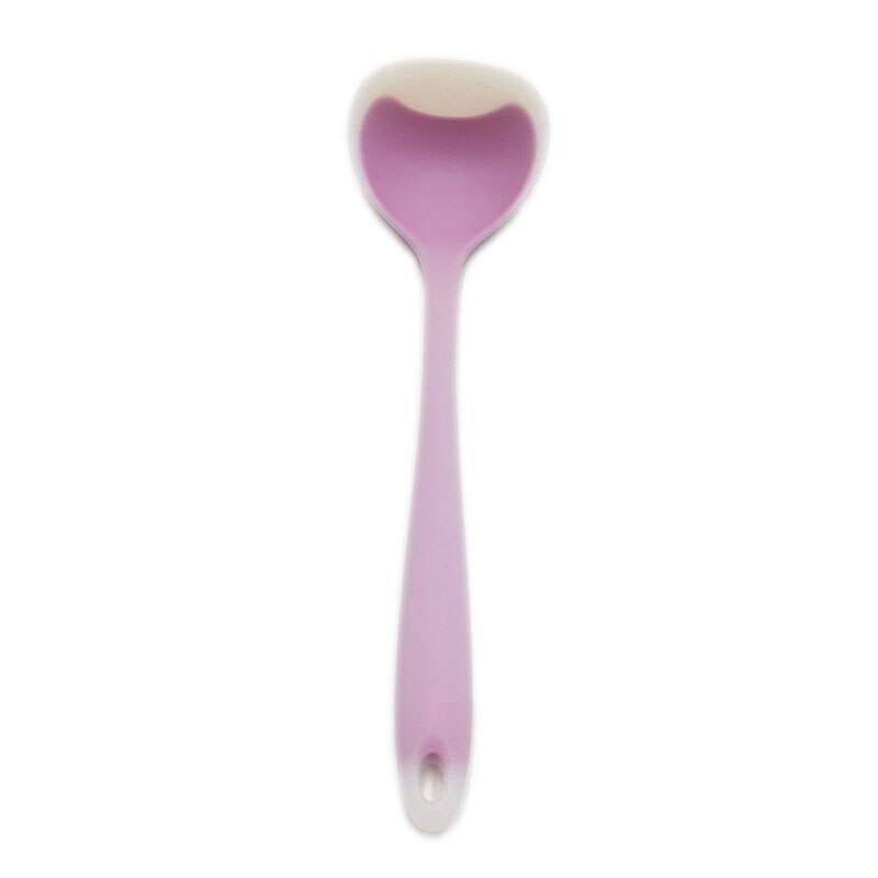 Long Handle Silicone Soup Spoon High-Temperature Anti Handle Non-Stick Large Food Spoons Cooking Utensils Kitchen Tool: purple