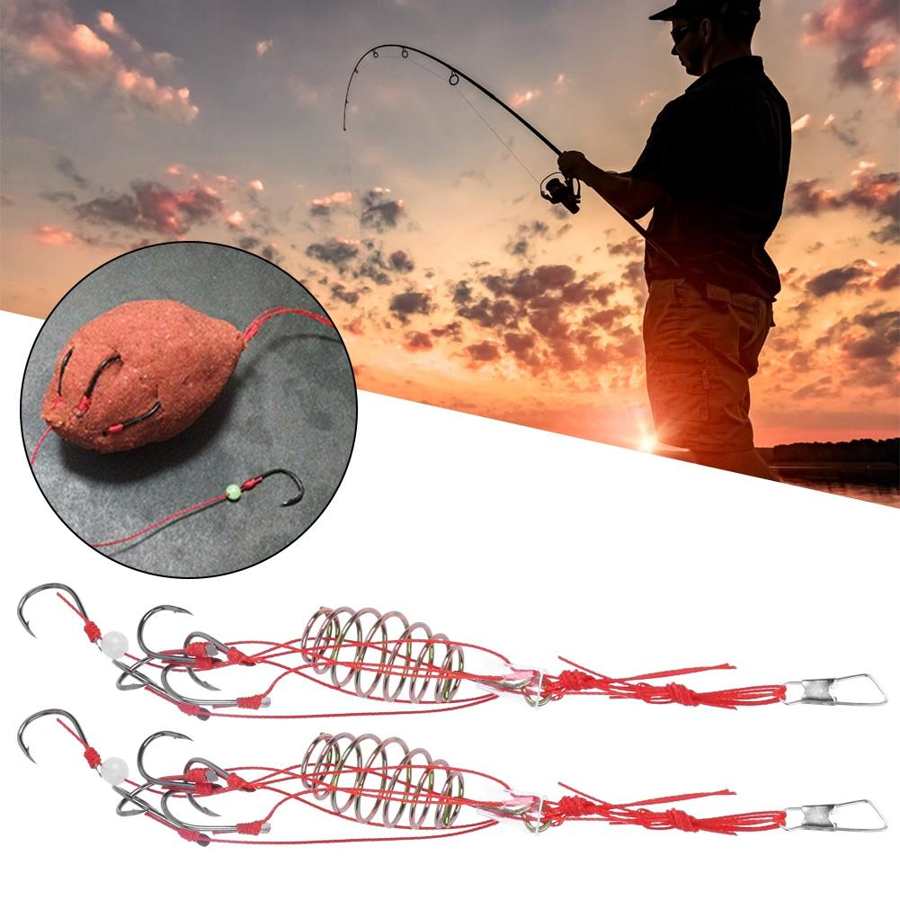 8 Pieces Explosion Fishing Hooks Fishing Lure Bait Trap Feeder Cage Sharp Fishing Hook with Stainless Steel Springs