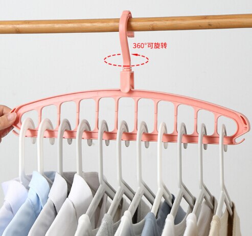 Nuttig Space Saver Wonder Magic Kleerhanger Kast Rekken Organizer Opknoping Jas Jurk Haken: Roze