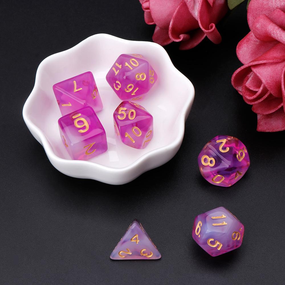 7 Stks/set Polyhedral Zijdige Dobbelstenen D4 D6 D8 D10 D12 D20 Voor Rpg Poly Tafel Spel