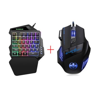 G94 Mini teclado para juegos con 3 colores de retroiluminación LED con una mano teclado USB con cable 35 teclas para ordenador portátil teléfono: G94 and GM02