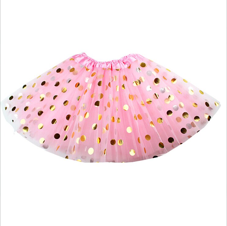 Kinderkleding Vergulde Meisjes Rok Pailletten Goud Dot Tutu Photo props Baljurk Geplooide Leuke Mesh Mooie: Roze