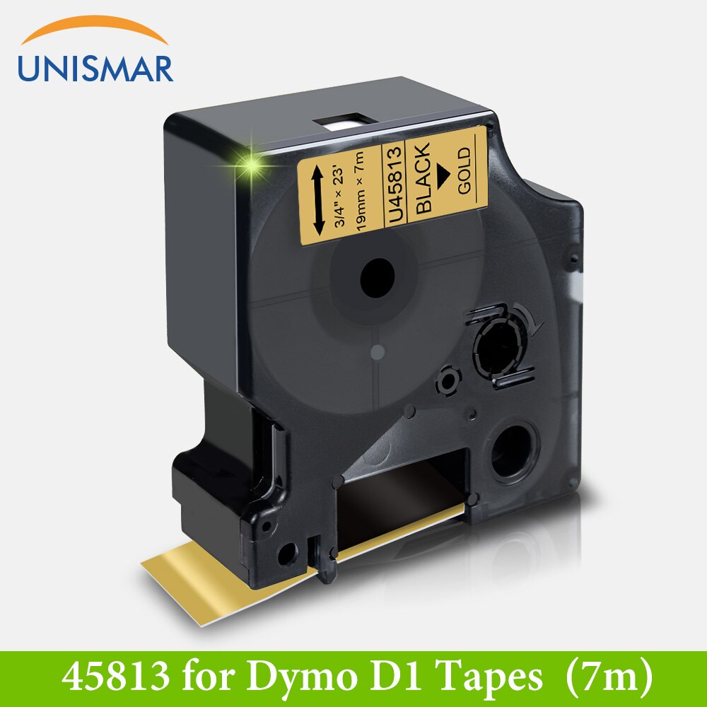 Black on White 45803 19mm Label Tape for DYMO D1 Ribbon Sticker for LabelManager 360D 420P PnP Wireless Rhino 5200 4200 Printer: Black on Gold