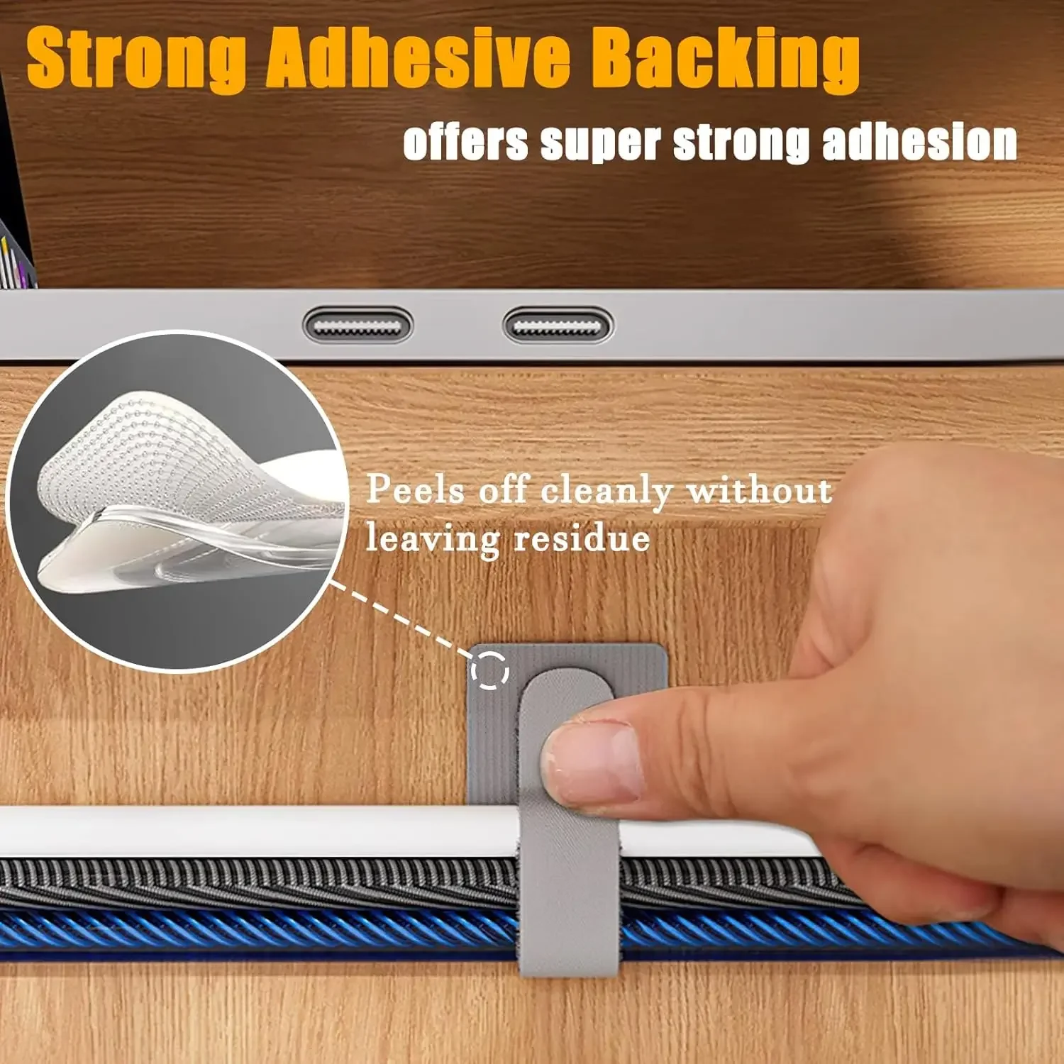10/100pcs Cable Organizer Straps Self-Adhesive Hook & Loop Cord Management Reusable Cable Ties for Computer Desk Tidy Wire Strap