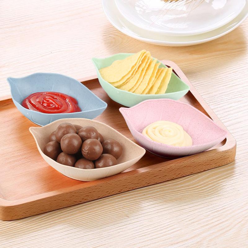 1Pcs Tarwe Multipurpose Kruiden Kom Leaf Hart Vorm Kruiden Kom Kleine Platen Snack Schotel Saus Te Schoon Keuken gereedschap