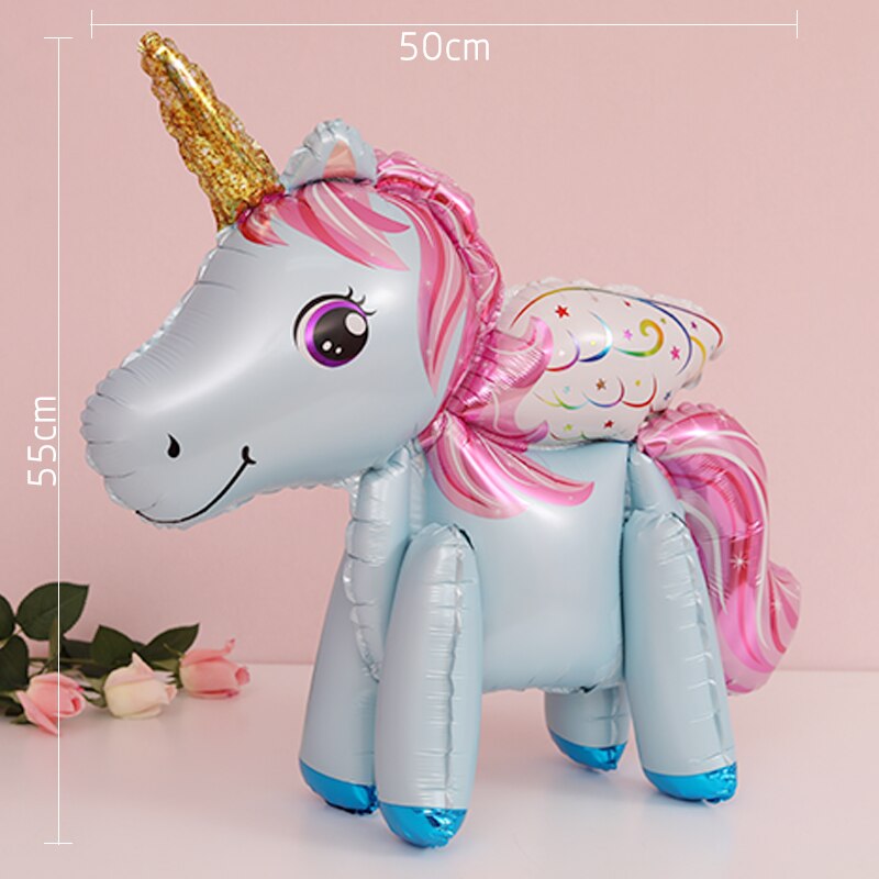 Baby Shower 3D Giant Unicorn Balloon Inflatable Rainbow Horse Balloons Kid Toy Unicorn Birthday Party Decoration Ballon Supplies: 3D Unicorn-wing-B