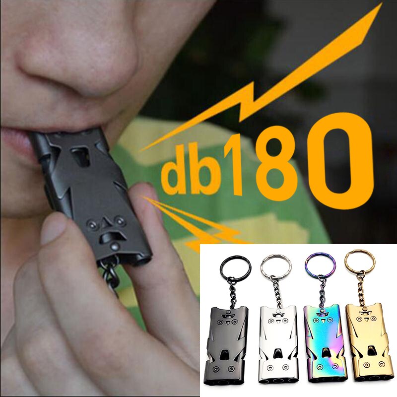 1Pcs Emergency Whistle Stainless Steel Whistles Pipe High Decibel Survival Whistle Keychain Cheerleading Whistle for Hiking Camp