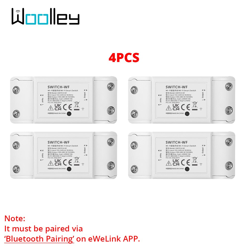 Woolley wifi älykäs valokytkin moduuli katkaisin ajastin älykäs tee-se-itse-kytkin 10a langaton kaukosäädin toimii alexa google home: 4 kpl