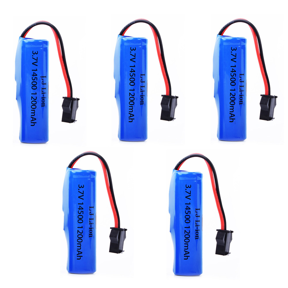 3.7V 1200mAh Batterij 14500 en oplader Voor C2 D828 RC Stunt Dump Auto Speelgoed Accessoire 3.7V 14500 Li-ion batterij met SM-2P Plug