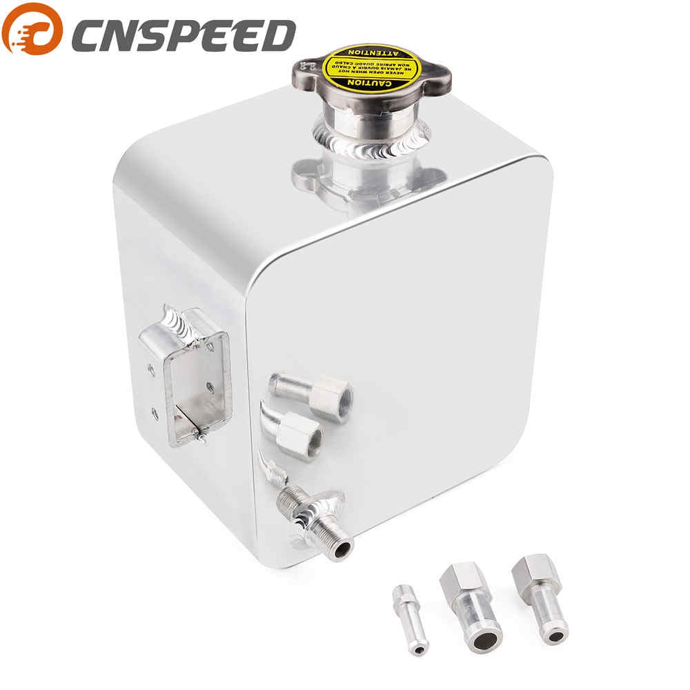 CNSPEED 2L Litre Polished Alloy Header Expansion Water Tank &amp; Cap Water Header Tank Coolant Overflow Tank Kit