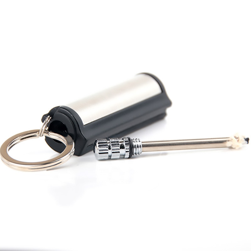 Permanent Match Striker rectangular Lighters with Key Chain Silver Worldwide Matchstick 1Pc