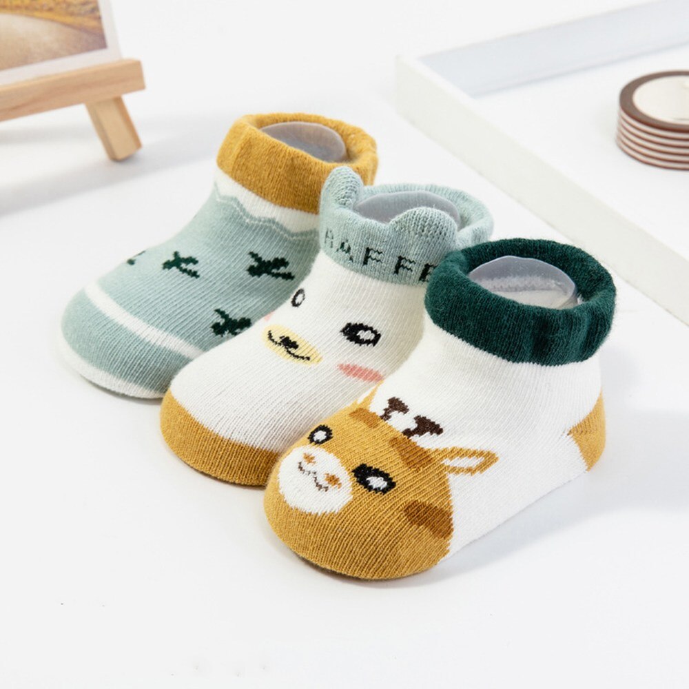 3Pairs/lot 0-3Y Infant Baby Socks Baby Socks for Girls Cotton Mesh Cute Newborn Boy Toddler Socks Baby Clothes Accessories: Green giraffe / M