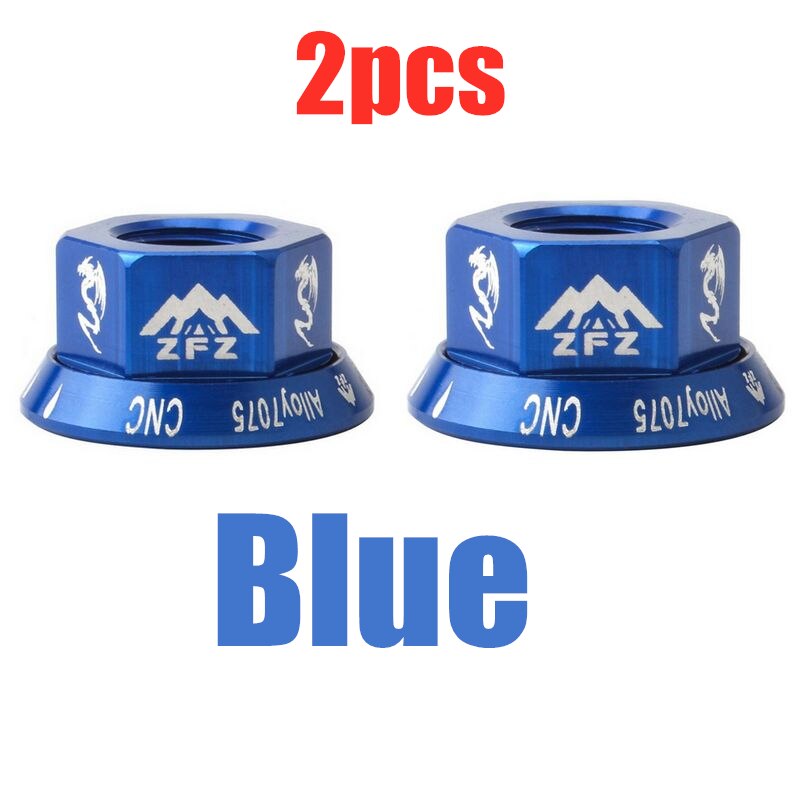 2PCS Bicycle Hub Nut M10 Fixed Gear MTB Road Bike Screw Bolt Aluminum Alloy: Blue-2pcs