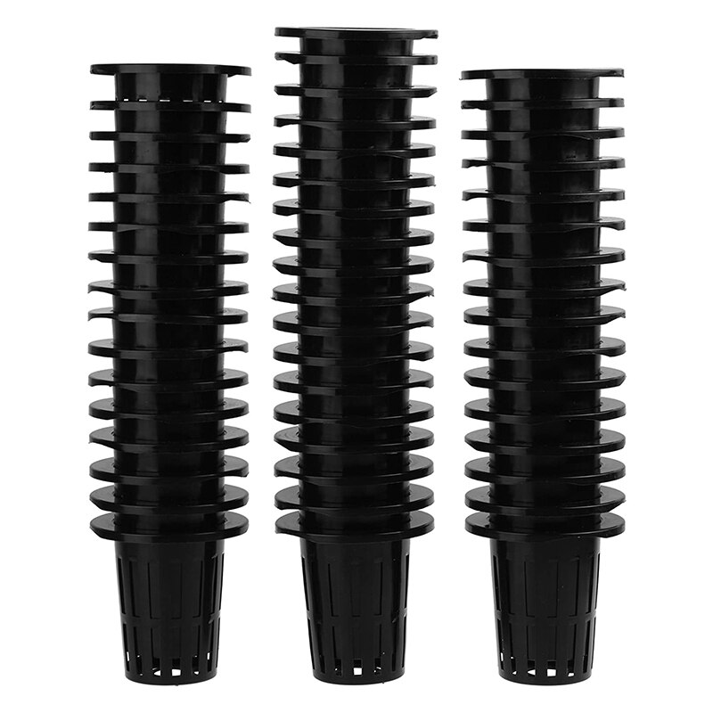 100 Pcs Black Plastic Slotted Mesh Net Plant Cups Pots Bucket Basket for Hydroponics/Aquaponics/Orchids 70MM