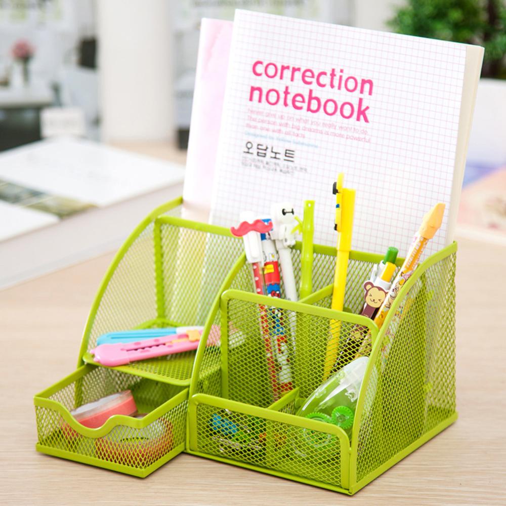 9 Grids Desk Organizer Multifunctionele Metalen Romp Meer Duurzaam Mesh Pen Holder School Kantoren Briefpapier Container Doos