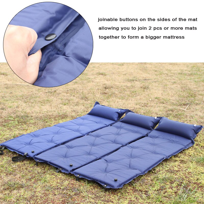 Inflatable Outdoor Camping Mat Self Inflating Air Mattress Sleeping Pad Air Bed Joinable With Pillow