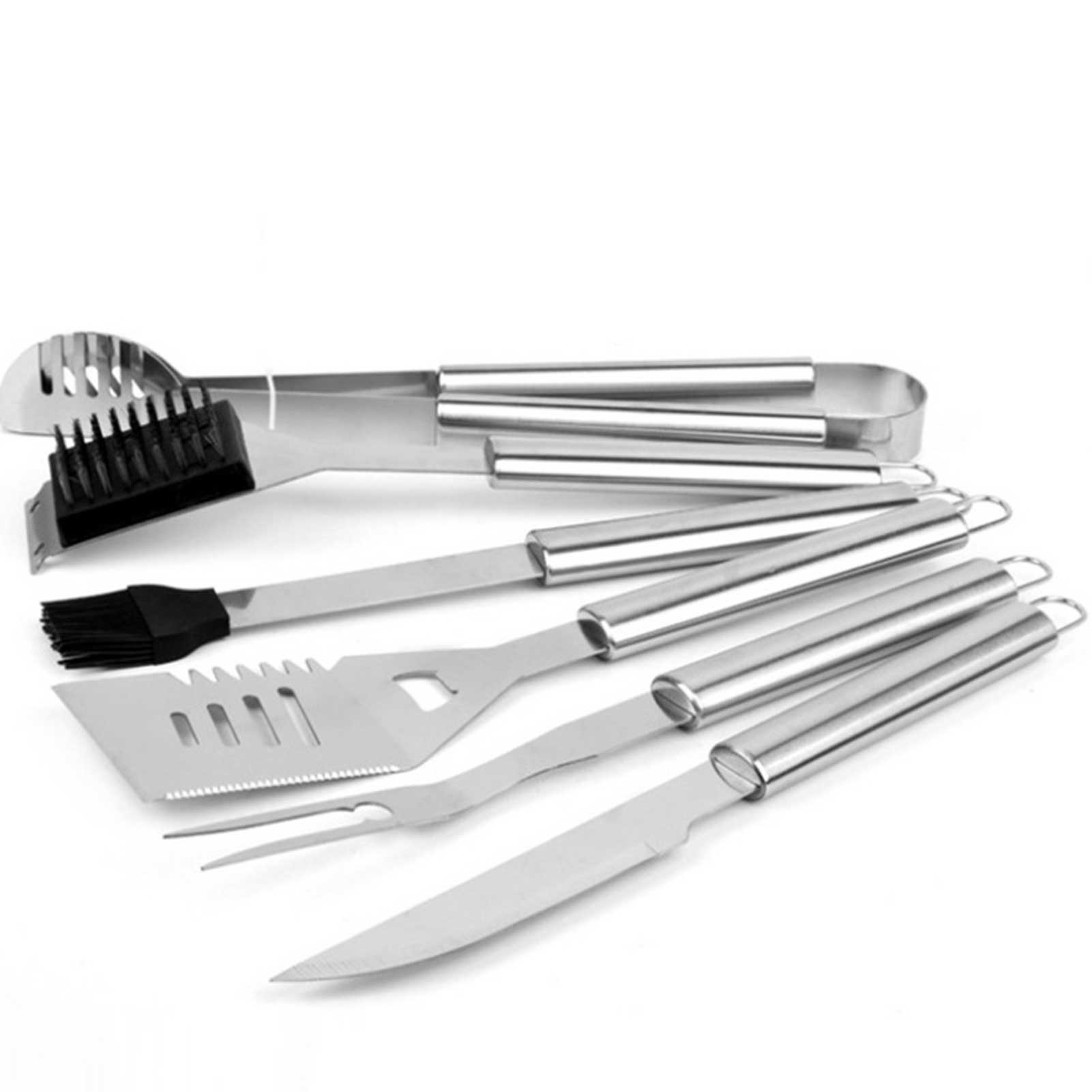 5Pcs Stainless Steel Barbecue Grilling Tools Set BBQ Utensil Accessories Outdoor Camping Cooking Tools Kit with Aluminum Box