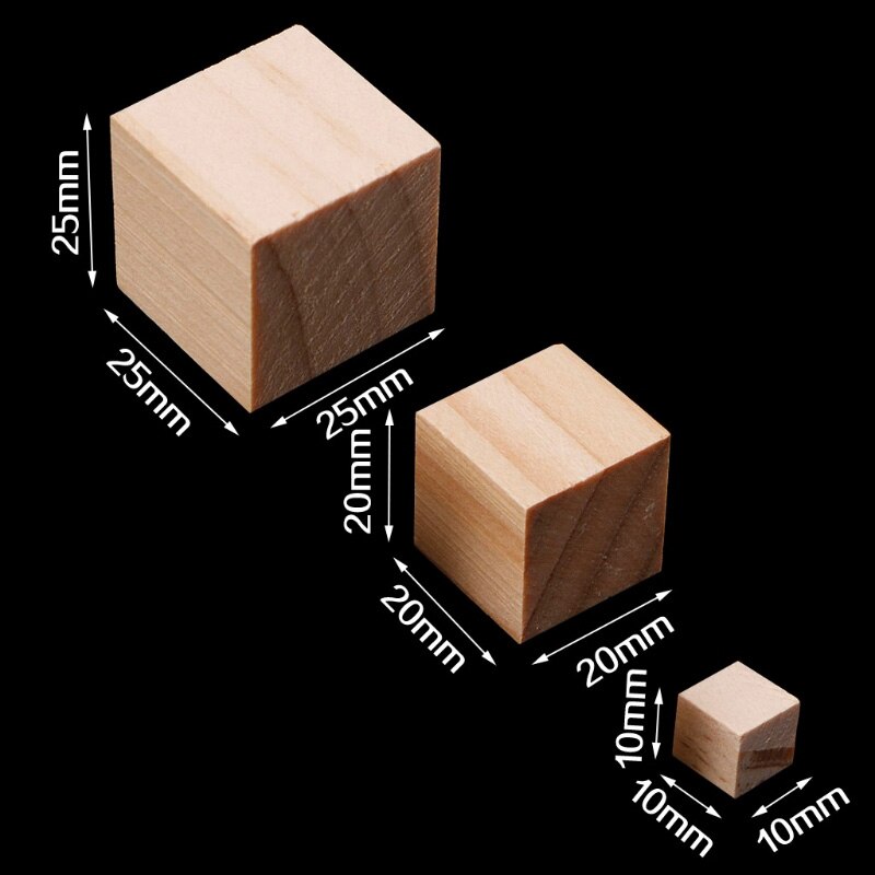 Bloques cuadrados de madera sin terminar de madera sólida Cubo de madera Mini cubos DIY artesanía en madera adorno para boda de navidad