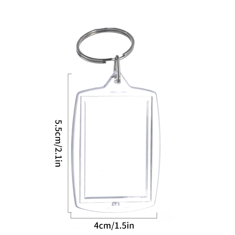 1/5pcs Acrylic Photo Frame Keychain Photo Insert Clear Acrylic Picture Keychains Blank Rectangle Clear Blank Picture Keyring: black / WHITE