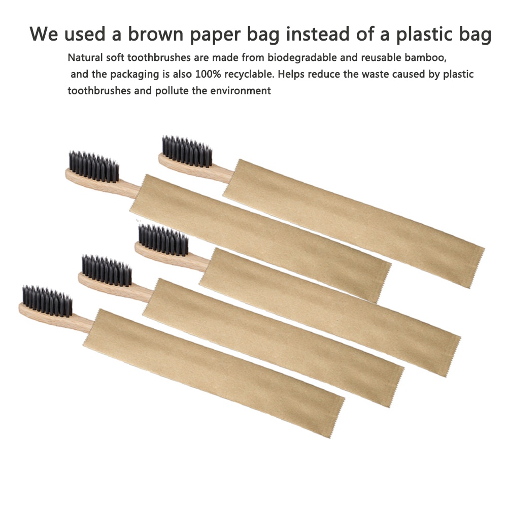 Bamboo Toothbrush with Paper Eco Friendly 10-Pack Soft Bristles Toothbrush Natural wooden and Eco-Friendly BPA Free Bristles