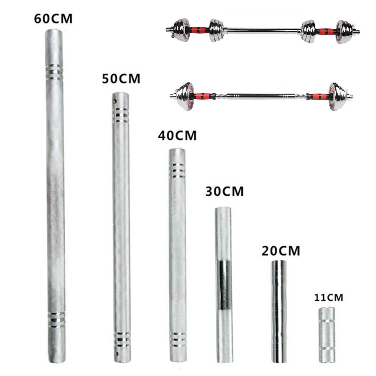 Standard Dumbbell Connecting Rod 20/30/40cm Threaded Dumbbell Bar Extender with Key and Adjusting Screws, Solid Barbell Handle