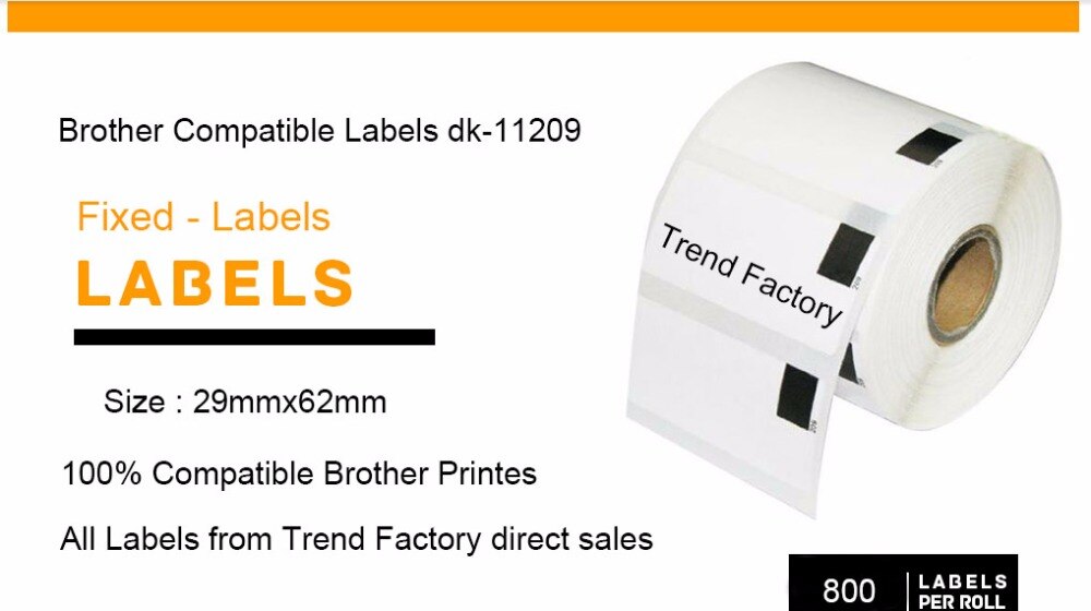 6 Refill Rolls Compatibel DK-11209 Label 62mm * 29mm 800 Pcs Compatibel voor Brother Label Printer Wit Papier DK11209 DK-1209