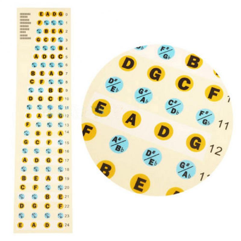2 Pcs Guitar Fretboard Notes Map Guitar Scale Labels Sticker Fingerboard Fret Decals For 4-String Bass Acoustic Electric Guitar