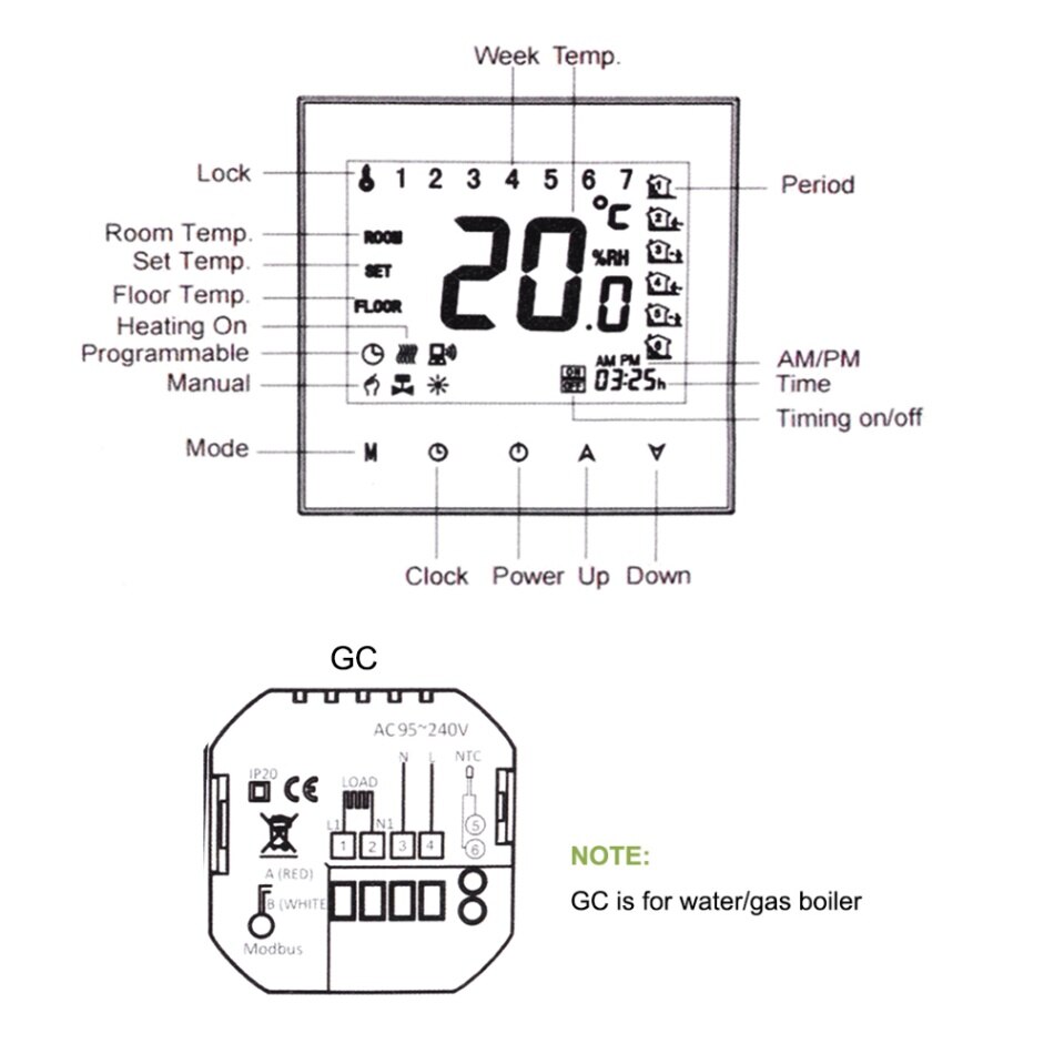 Digitale Water/Gas Boiler Verwarming Thermostaat met WiFi Connection & Voice Control Energiebesparing met Google Home/IFTTT