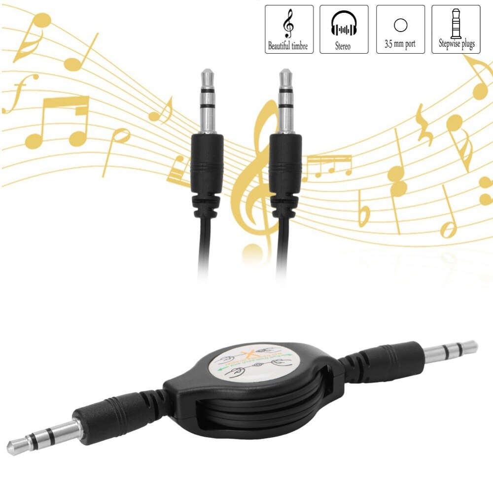 Cable de línea de música auxiliar para coche retráctil 3,5mm para tableta móvil MP3/4/5