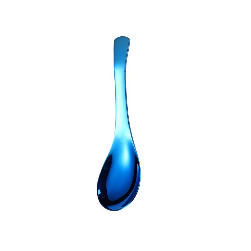 Stainless Steel Spoon Stir Bar Ice Spoon Highly Large Gold Rice Soup Kids Dessert Spoon Kitchen Dinner Tableware: Blue