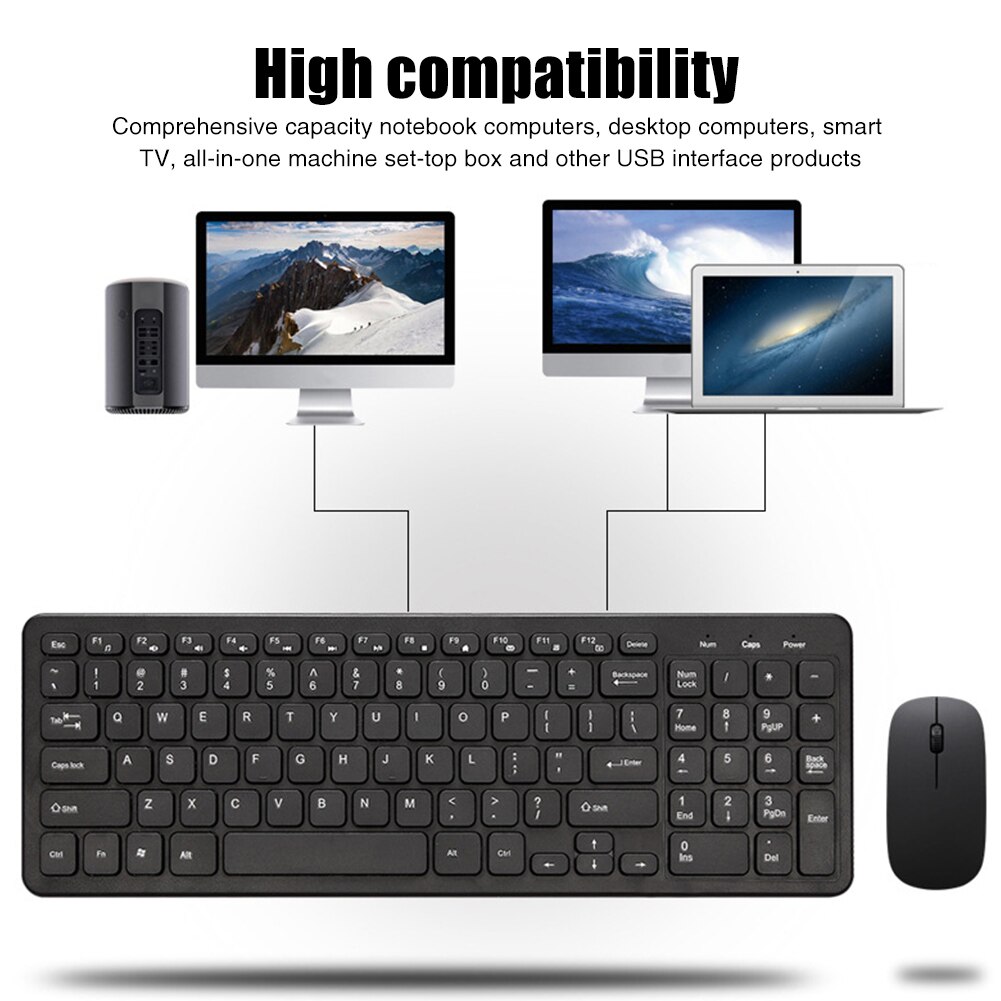 Laptop PC With Number Pad Full Size Wireless Keyboard Mouse Combo For Computer