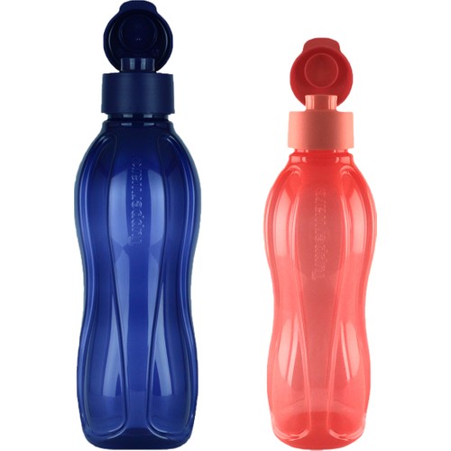 Tupperware Eco Bottle 1 Liter Navy Blue and 750 ml Coral