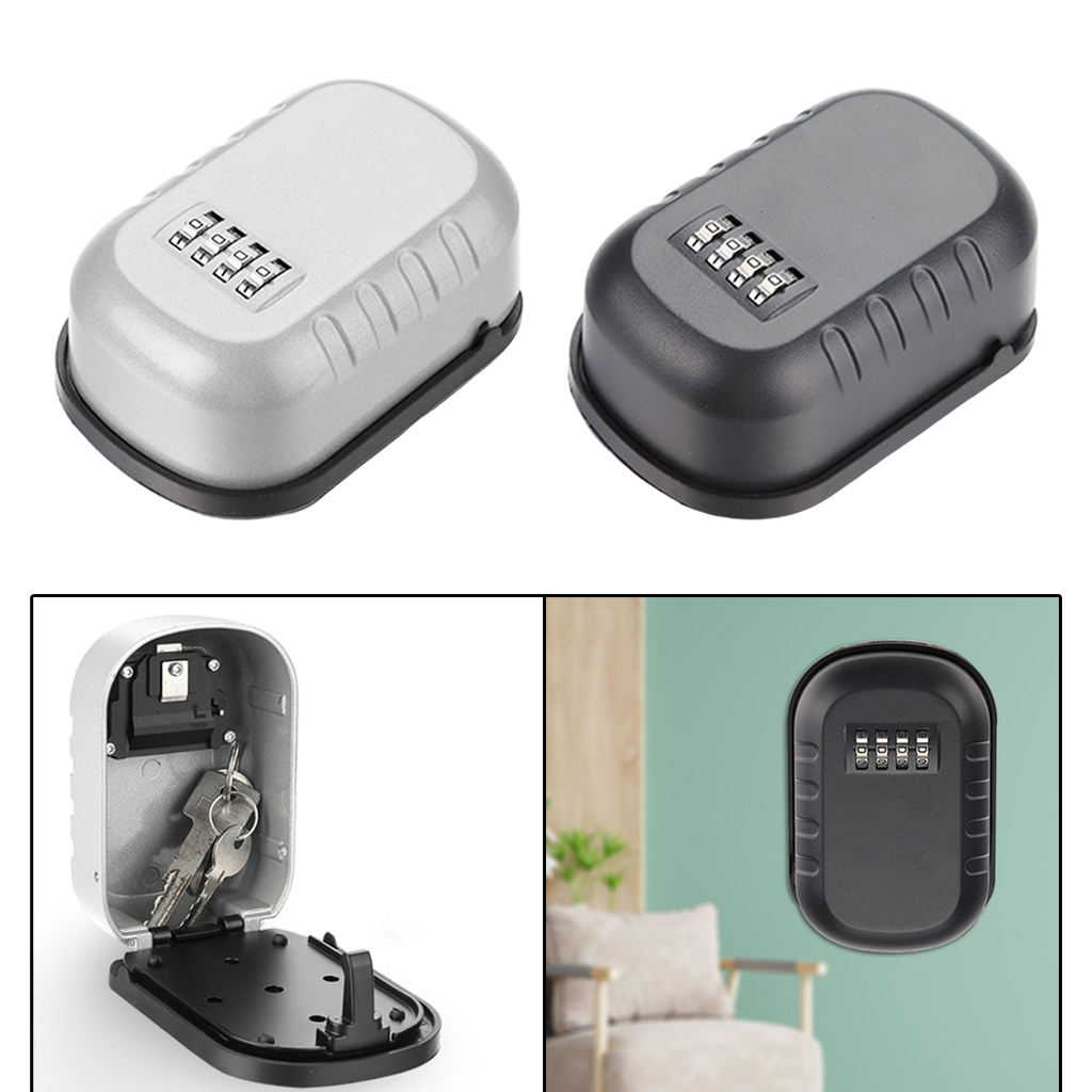 Key Lock Box Wall Mounted 4 Digit Combination Lock Box for Spare House/Car Keys Holders Safe Boxes